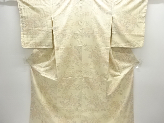 JAPANESE KIMONO / ANTIQUE KIMONO / SILK / TSUMUGI / WOVEN FLOWER